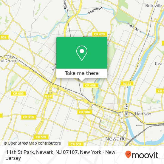 Mapa de 11th St Park, Newark, NJ 07107
