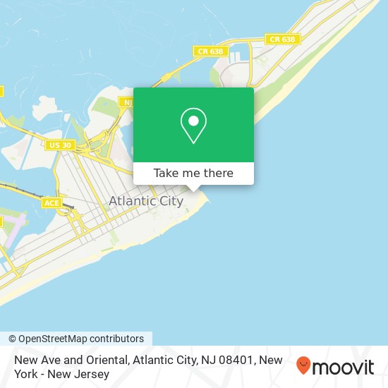 Mapa de New Ave and Oriental, Atlantic City, NJ 08401