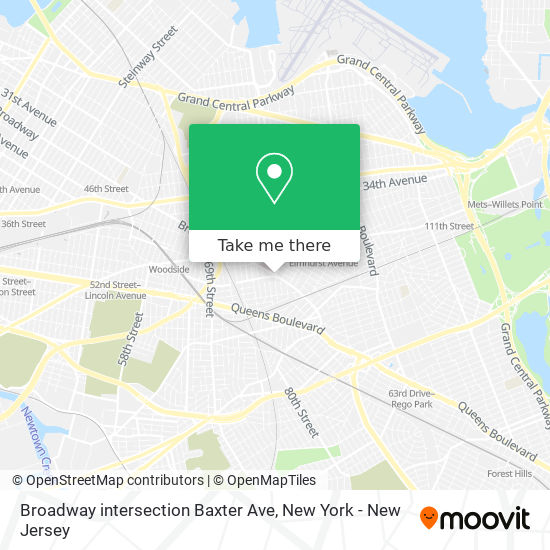 Mapa de Broadway intersection Baxter Ave