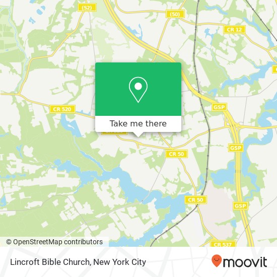 Lincroft Bible Church map