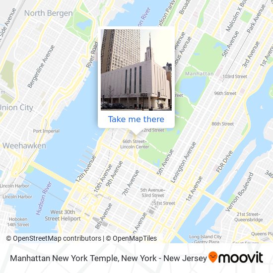 Manhattan New York Temple map
