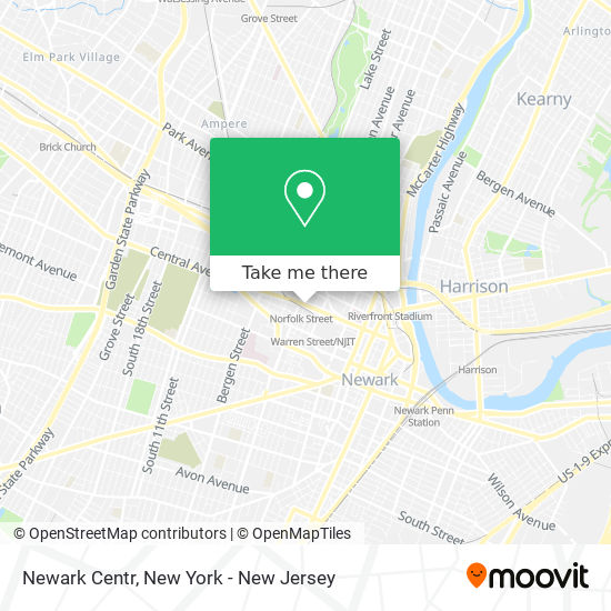 Mapa de Newark Centr