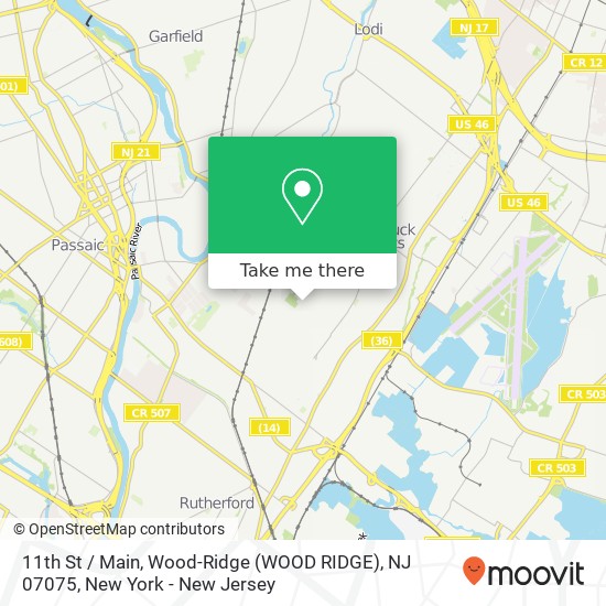 Mapa de 11th St / Main, Wood-Ridge (WOOD RIDGE), NJ 07075