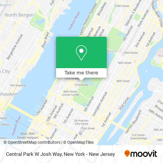 Central Park W Josh Way map