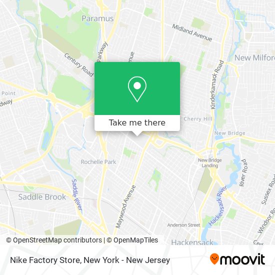 How to get Nike Factory Store in Paramus, by Bus, or Train?