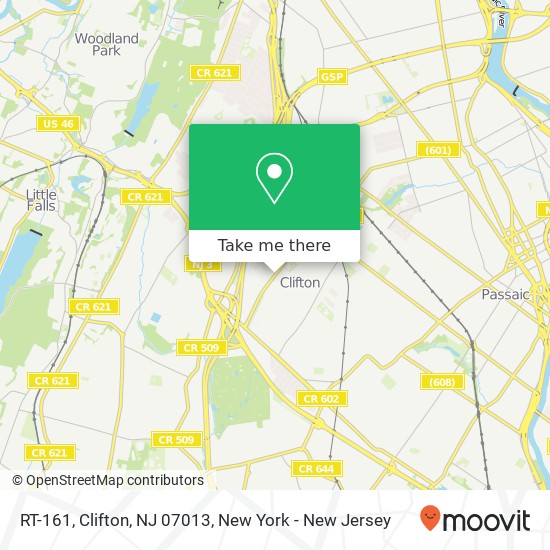 Mapa de RT-161, Clifton, NJ 07013