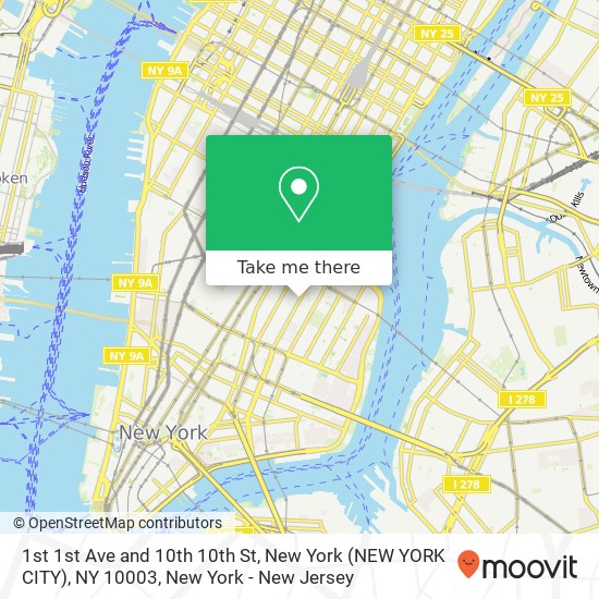 Mapa de 1st 1st Ave and 10th 10th St, New York (NEW YORK CITY), NY 10003