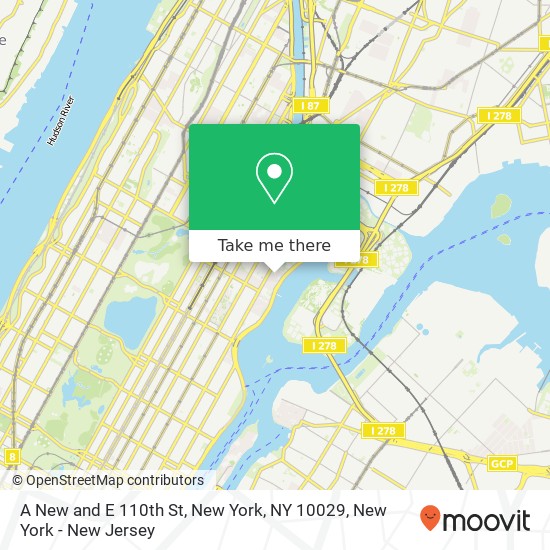 Mapa de A New and E 110th St, New York, NY 10029