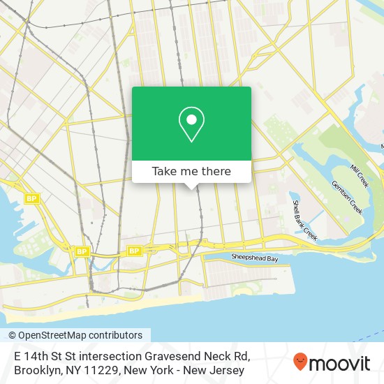 Mapa de E 14th St St intersection Gravesend Neck Rd, Brooklyn, NY 11229