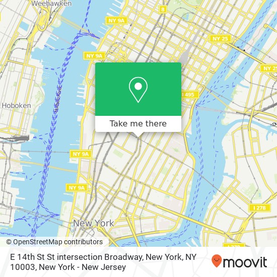 E 14th St St intersection Broadway, New York, NY 10003 map