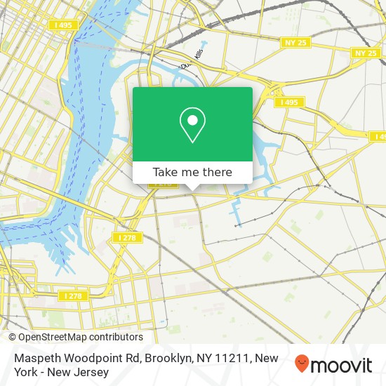 Mapa de Maspeth Woodpoint Rd, Brooklyn, NY 11211