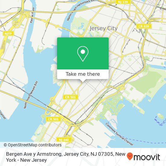 Mapa de Bergen Ave y Armstrong, Jersey City, NJ 07305