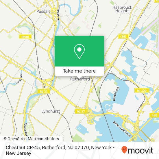 Mapa de Chestnut CR-45, Rutherford, NJ 07070