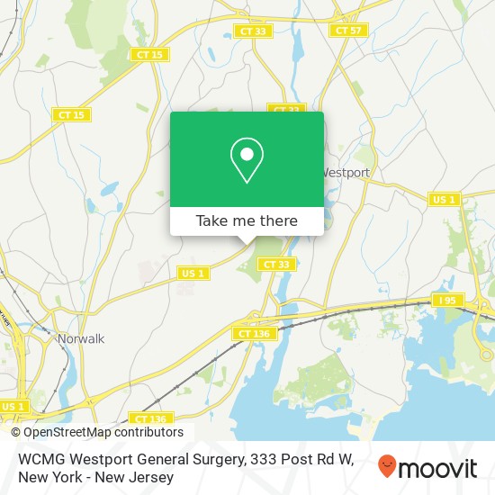 Mapa de WCMG Westport General Surgery, 333 Post Rd W