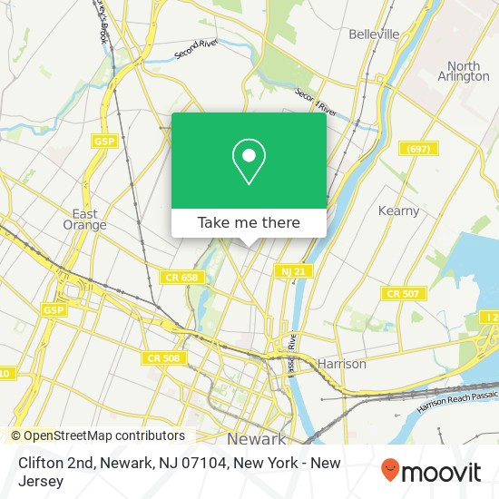 Mapa de Clifton 2nd, Newark, NJ 07104