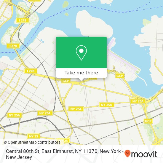 Mapa de Central 80th St, East Elmhurst, NY 11370