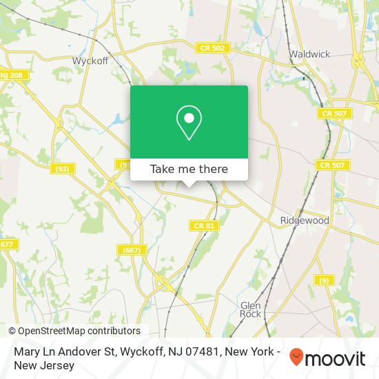 Mary Ln Andover St, Wyckoff, NJ 07481 map