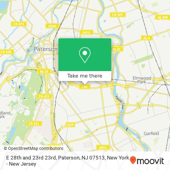 Mapa de E 28th and 23rd 23rd, Paterson, NJ 07513