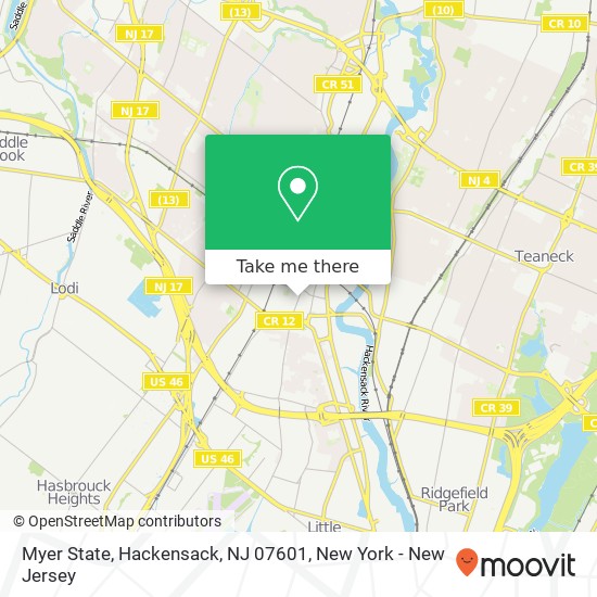 Mapa de Myer State, Hackensack, NJ 07601