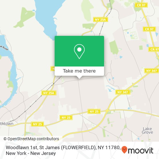 Mapa de Woodlawn 1st, St James (FLOWERFIELD), NY 11780