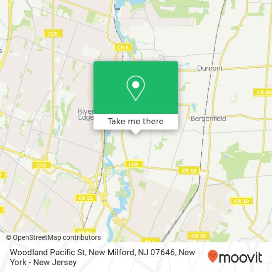 Mapa de Woodland Pacific St, New Milford, NJ 07646