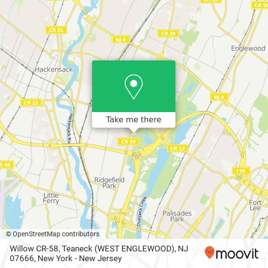 Mapa de Willow CR-58, Teaneck (WEST ENGLEWOOD), NJ 07666