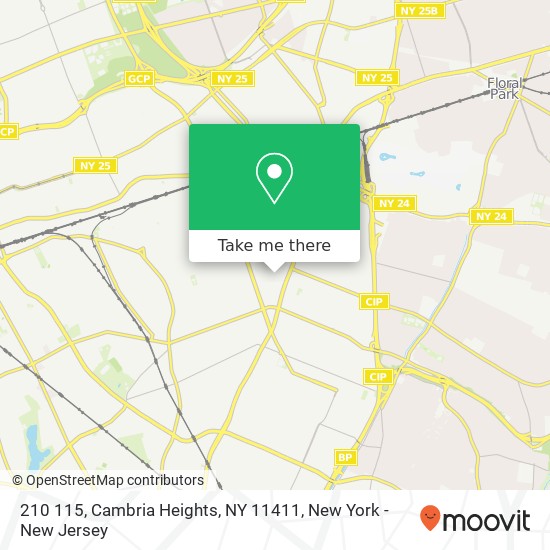 Mapa de 210 115, Cambria Heights, NY 11411