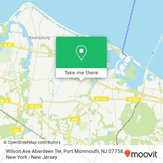 Mapa de Wilson Ave Aberdeen Ter, Port Monmouth, NJ 07758