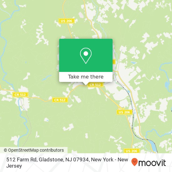 Mapa de 512 Farm Rd, Gladstone, NJ 07934