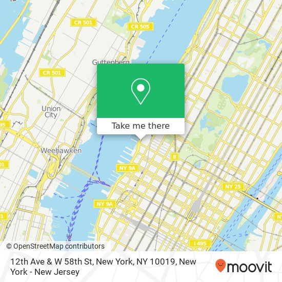 Mapa de 12th Ave & W 58th St, New York, NY 10019