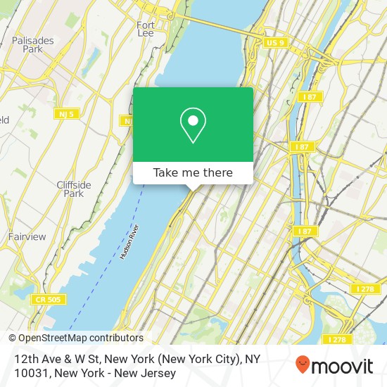 12th Ave & W St, New York (New York City), NY 10031 map