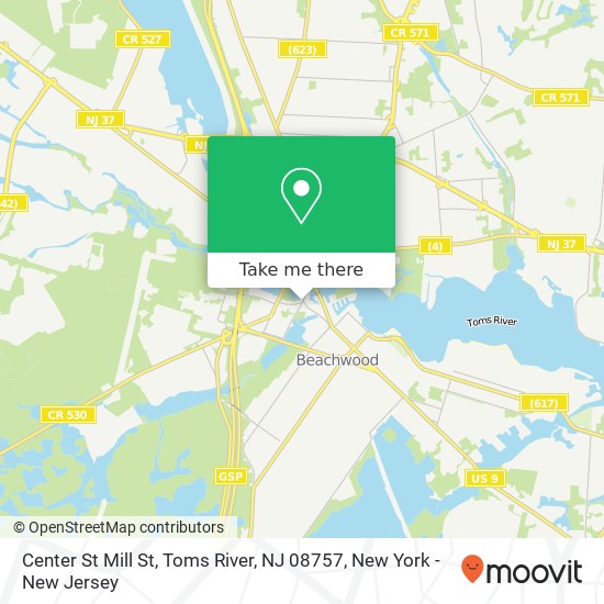 Mapa de Center St Mill St, Toms River, NJ 08757