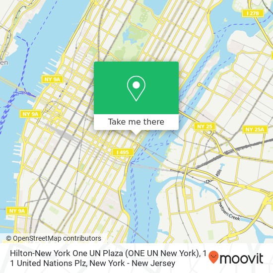 Mapa de Hilton-New York One UN Plaza (ONE UN New York), 1 1 United Nations Plz