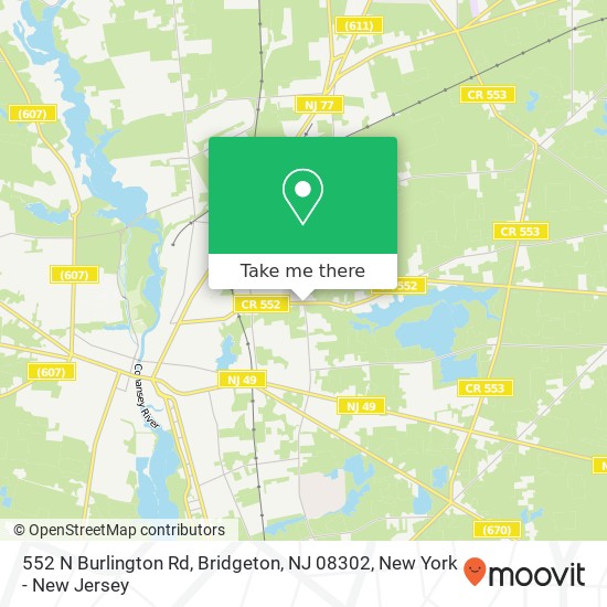 Mapa de 552 N Burlington Rd, Bridgeton, NJ 08302