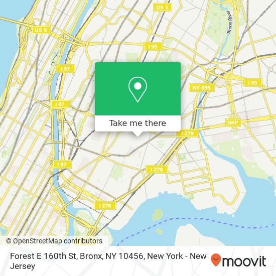 Mapa de Forest E 160th St, Bronx, NY 10456