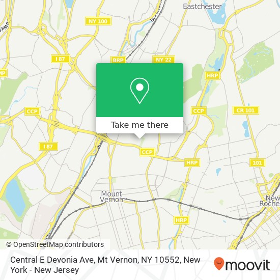 Mapa de Central E Devonia Ave, Mt Vernon, NY 10552