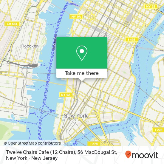 Twelve Chairs Cafe (12 Chairs), 56 MacDougal St map