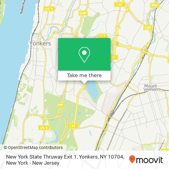 Mapa de New York State Thruway Exit 1, Yonkers, NY 10704