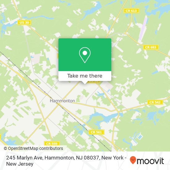 Mapa de 245 Marlyn Ave, Hammonton, NJ 08037