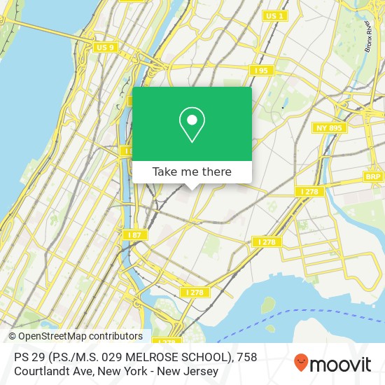 Mapa de PS 29 (P.S. / M.S. 029 MELROSE SCHOOL), 758 Courtlandt Ave