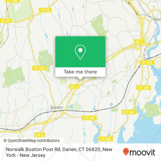 Mapa de Norwalk Boston Post Rd, Darien, CT 06820