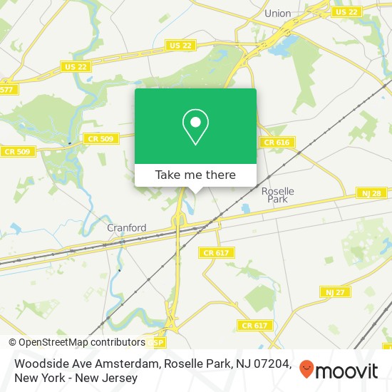 Mapa de Woodside Ave Amsterdam, Roselle Park, NJ 07204