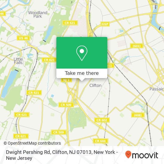 Mapa de Dwight Pershing Rd, Clifton, NJ 07013