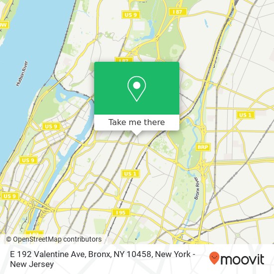 Mapa de E 192 Valentine Ave, Bronx, NY 10458