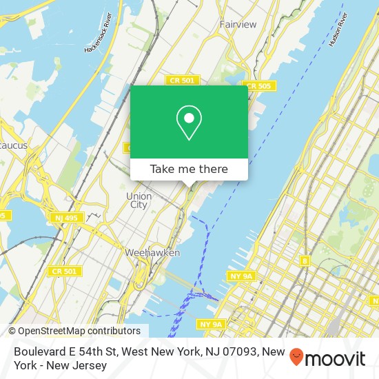 Mapa de Boulevard E 54th St, West New York, NJ 07093