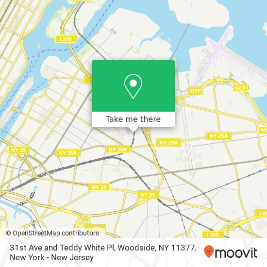 Mapa de 31st Ave and Teddy White Pl, Woodside, NY 11377