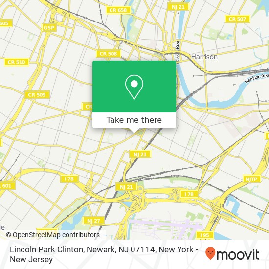 Mapa de Lincoln Park Clinton, Newark, NJ 07114