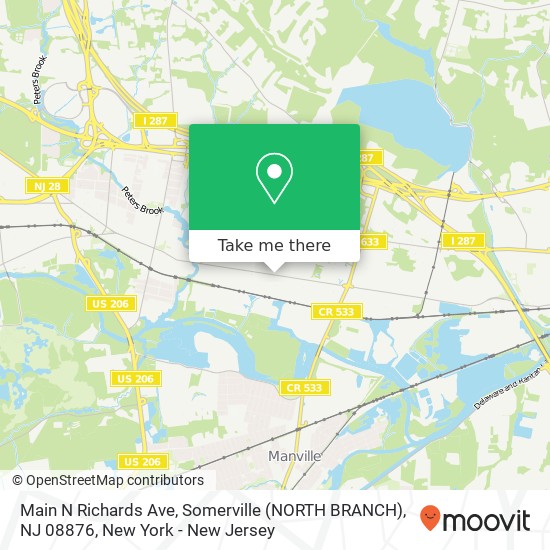 Mapa de Main N Richards Ave, Somerville (NORTH BRANCH), NJ 08876