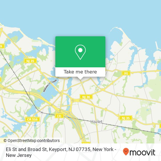 Eli St and Broad St, Keyport, NJ 07735 map