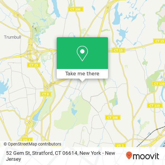 Mapa de 52 Gem St, Stratford, CT 06614